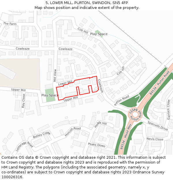 5, LOWER MILL, PURTON, SWINDON, SN5 4FP: Location map and indicative extent of plot