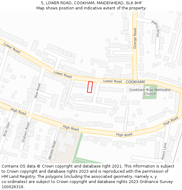 5, LOWER ROAD, COOKHAM, MAIDENHEAD, SL6 9HF: Location map and indicative extent of plot