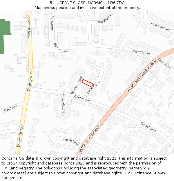 5, LUCERNE CLOSE, NORWICH, NR6 7DG: Location map and indicative extent of plot