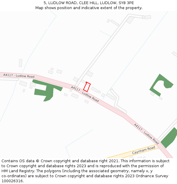 5, LUDLOW ROAD, CLEE HILL, LUDLOW, SY8 3PE: Location map and indicative extent of plot