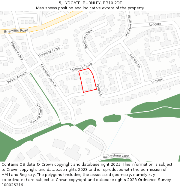 5, LYDGATE, BURNLEY, BB10 2DT: Location map and indicative extent of plot