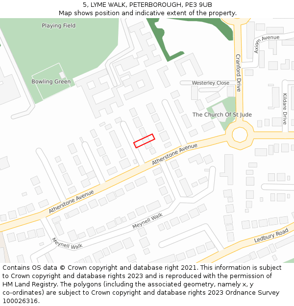 5, LYME WALK, PETERBOROUGH, PE3 9UB: Location map and indicative extent of plot