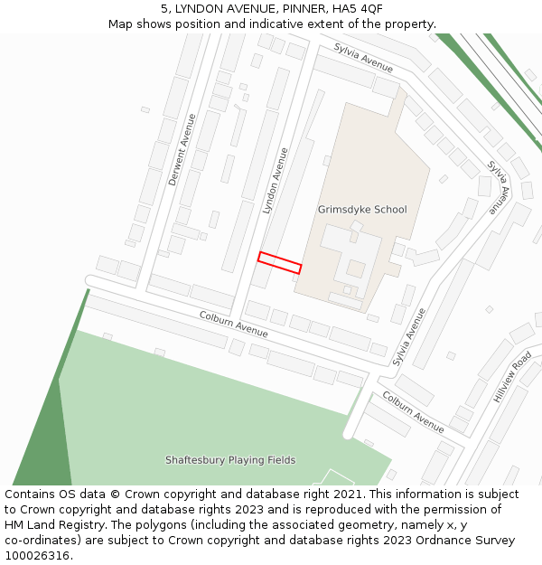 5, LYNDON AVENUE, PINNER, HA5 4QF: Location map and indicative extent of plot