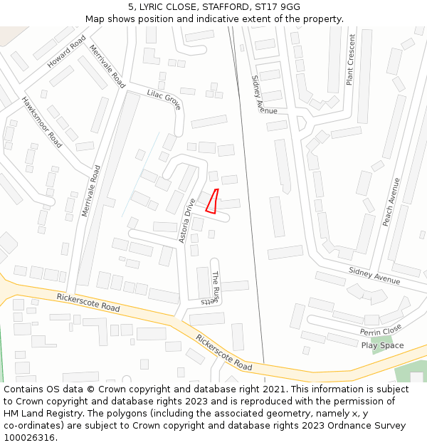 5, LYRIC CLOSE, STAFFORD, ST17 9GG: Location map and indicative extent of plot