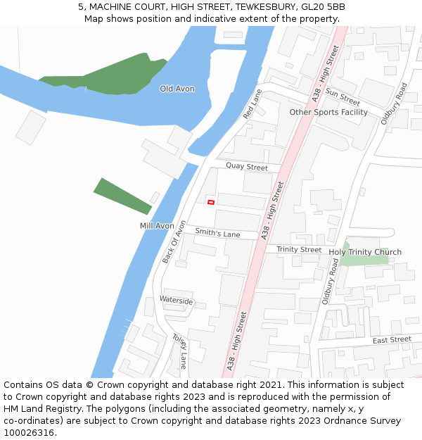 5, MACHINE COURT, HIGH STREET, TEWKESBURY, GL20 5BB: Location map and indicative extent of plot
