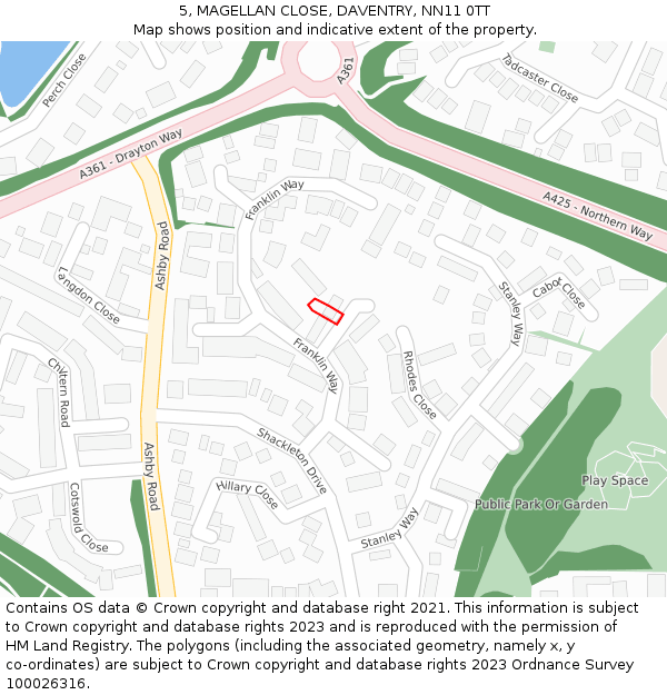 5, MAGELLAN CLOSE, DAVENTRY, NN11 0TT: Location map and indicative extent of plot