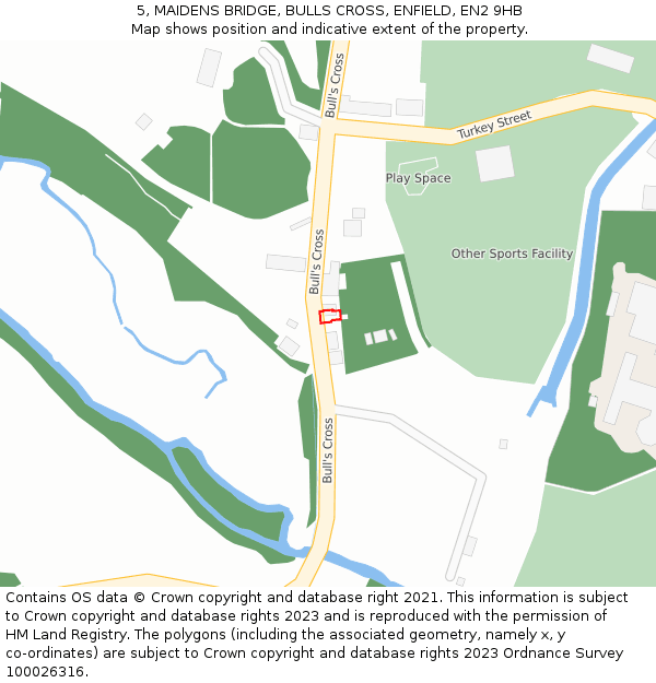 5, MAIDENS BRIDGE, BULLS CROSS, ENFIELD, EN2 9HB: Location map and indicative extent of plot