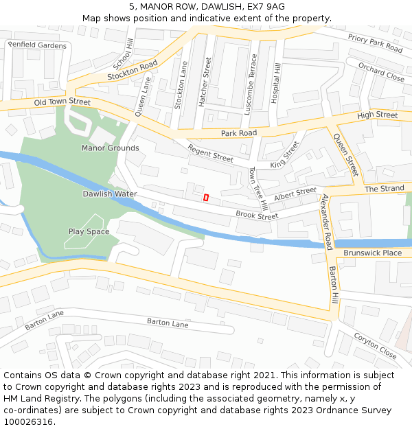 5, MANOR ROW, DAWLISH, EX7 9AG: Location map and indicative extent of plot
