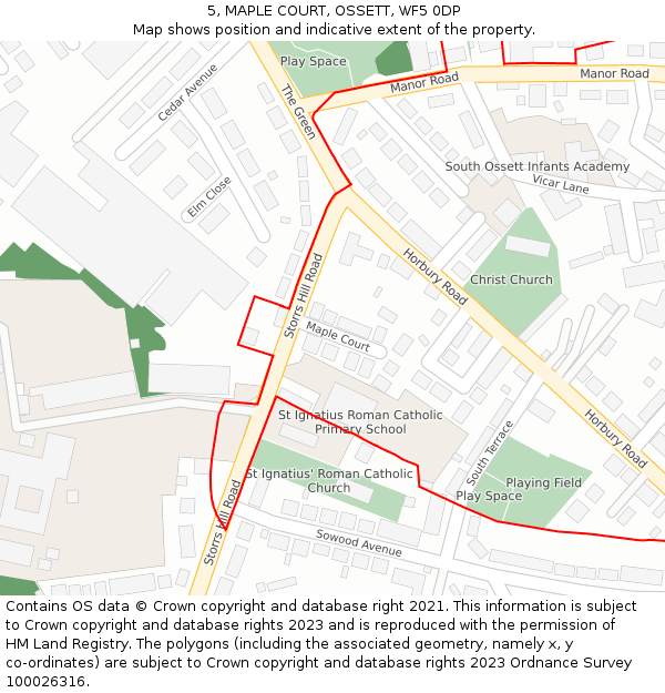 5, MAPLE COURT, OSSETT, WF5 0DP: Location map and indicative extent of plot