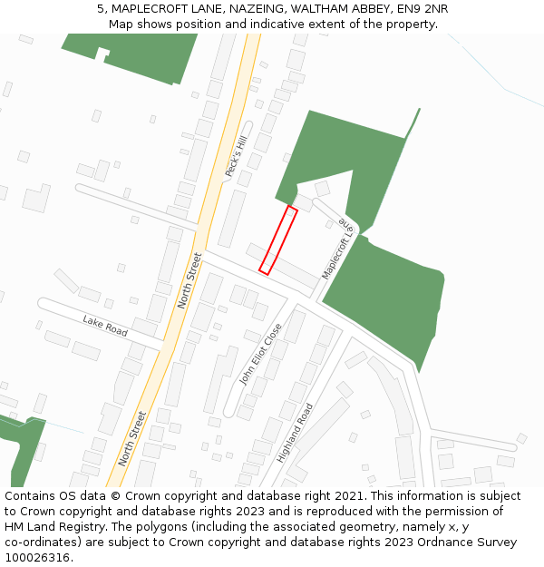 5, MAPLECROFT LANE, NAZEING, WALTHAM ABBEY, EN9 2NR: Location map and indicative extent of plot