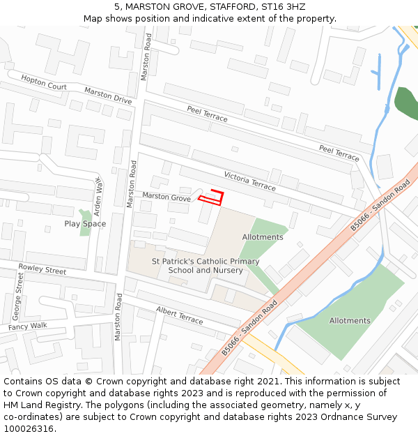 5, MARSTON GROVE, STAFFORD, ST16 3HZ: Location map and indicative extent of plot