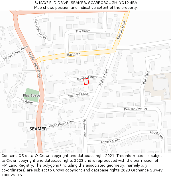 5, MAYFIELD DRIVE, SEAMER, SCARBOROUGH, YO12 4RA: Location map and indicative extent of plot