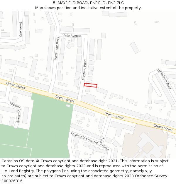 5, MAYFIELD ROAD, ENFIELD, EN3 7LS: Location map and indicative extent of plot