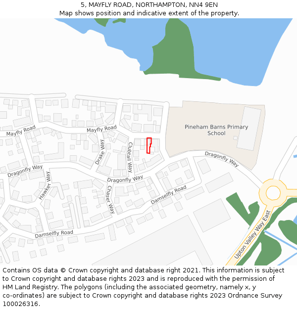 5, MAYFLY ROAD, NORTHAMPTON, NN4 9EN: Location map and indicative extent of plot