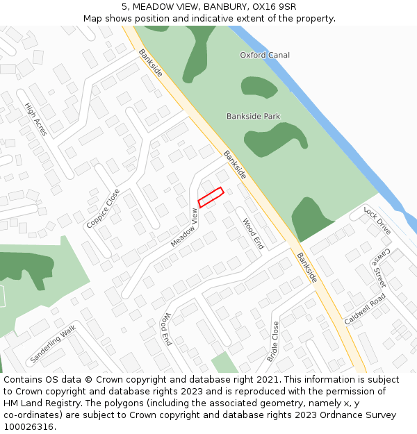 5, MEADOW VIEW, BANBURY, OX16 9SR: Location map and indicative extent of plot