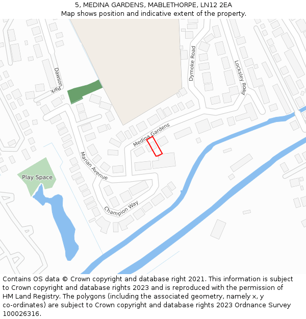 5, MEDINA GARDENS, MABLETHORPE, LN12 2EA: Location map and indicative extent of plot