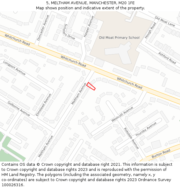 5, MELTHAM AVENUE, MANCHESTER, M20 1FE: Location map and indicative extent of plot