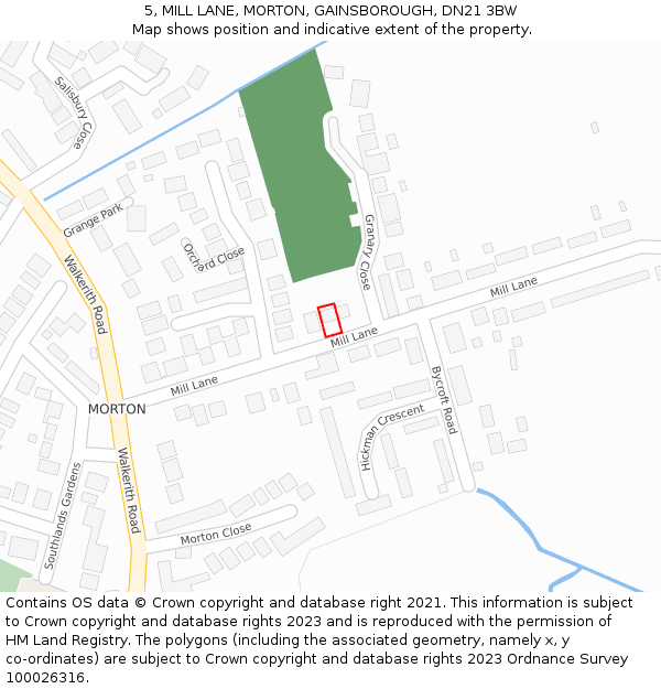 5, MILL LANE, MORTON, GAINSBOROUGH, DN21 3BW: Location map and indicative extent of plot