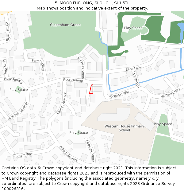 5, MOOR FURLONG, SLOUGH, SL1 5TL: Location map and indicative extent of plot