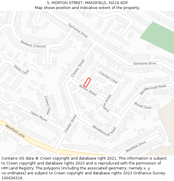 5, MORTON STREET, MANSFIELD, NG19 6DP: Location map and indicative extent of plot