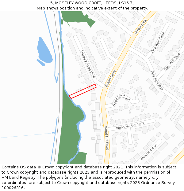5, MOSELEY WOOD CROFT, LEEDS, LS16 7JJ: Location map and indicative extent of plot