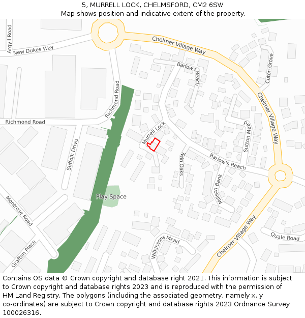 5, MURRELL LOCK, CHELMSFORD, CM2 6SW: Location map and indicative extent of plot