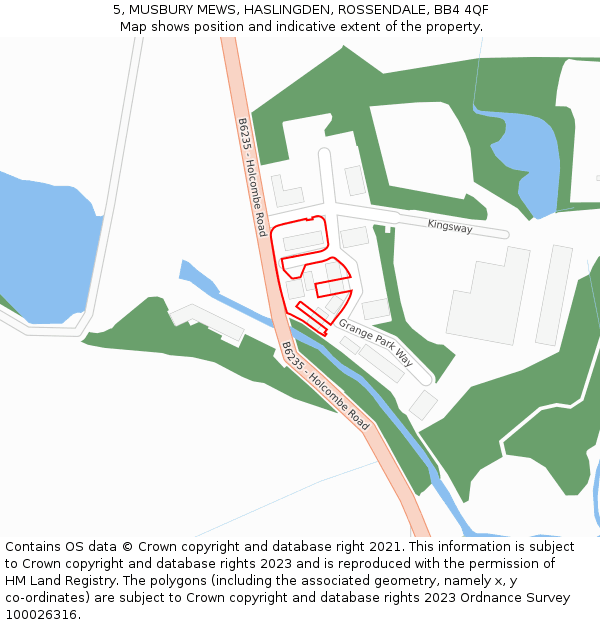 5, MUSBURY MEWS, HASLINGDEN, ROSSENDALE, BB4 4QF: Location map and indicative extent of plot