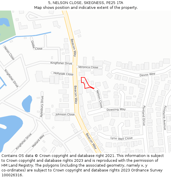 5, NELSON CLOSE, SKEGNESS, PE25 1TA: Location map and indicative extent of plot