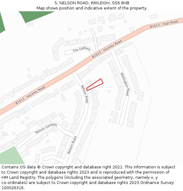 5, NELSON ROAD, RAYLEIGH, SS6 8HB: Location map and indicative extent of plot