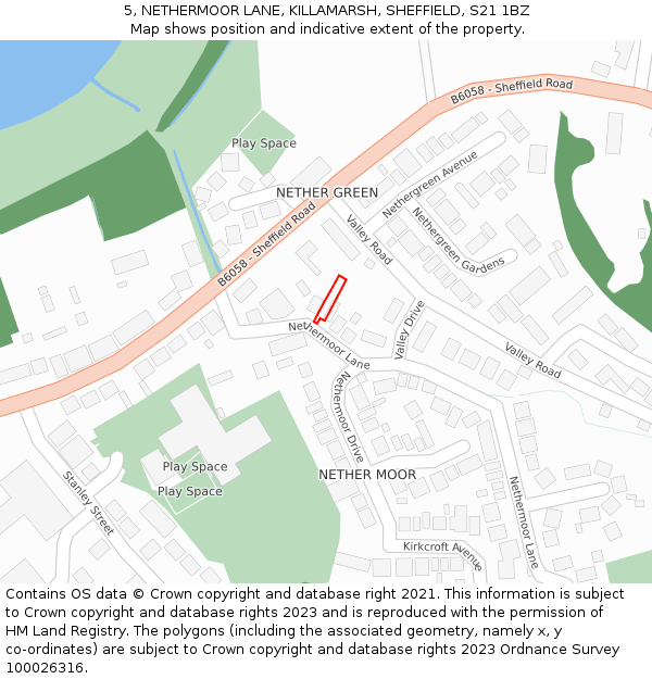 5, NETHERMOOR LANE, KILLAMARSH, SHEFFIELD, S21 1BZ: Location map and indicative extent of plot