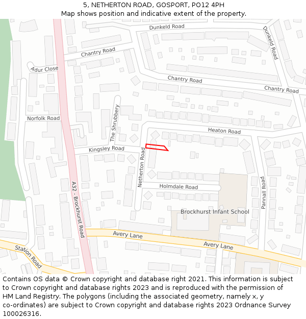 5, NETHERTON ROAD, GOSPORT, PO12 4PH: Location map and indicative extent of plot