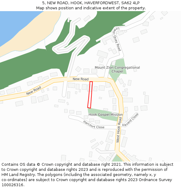 5, NEW ROAD, HOOK, HAVERFORDWEST, SA62 4LP: Location map and indicative extent of plot