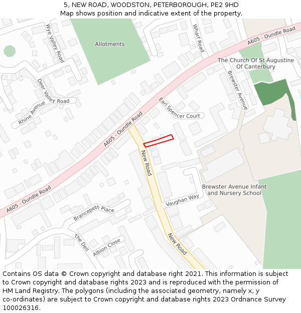 5, NEW ROAD, WOODSTON, PETERBOROUGH, PE2 9HD: Location map and indicative extent of plot