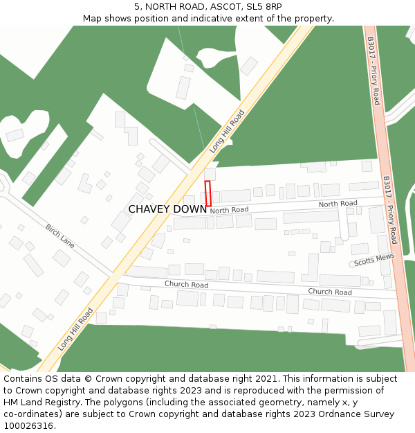 5, NORTH ROAD, ASCOT, SL5 8RP: Location map and indicative extent of plot