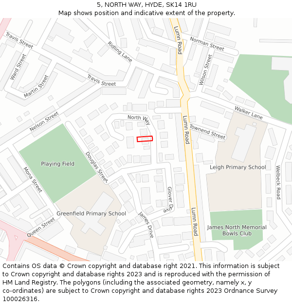 5, NORTH WAY, HYDE, SK14 1RU: Location map and indicative extent of plot
