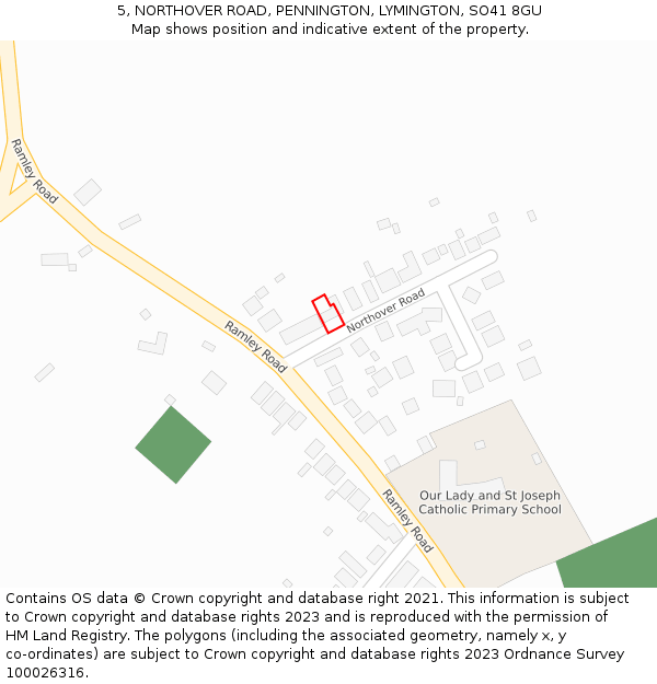 5, NORTHOVER ROAD, PENNINGTON, LYMINGTON, SO41 8GU: Location map and indicative extent of plot
