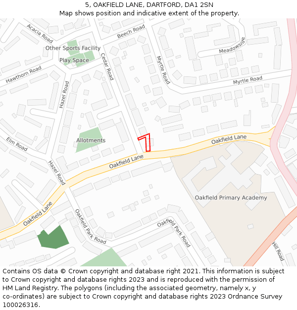 5, OAKFIELD LANE, DARTFORD, DA1 2SN: Location map and indicative extent of plot