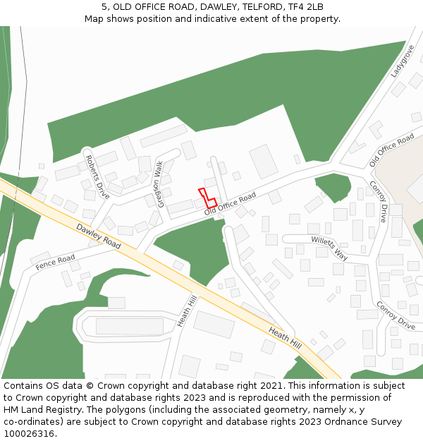 5, OLD OFFICE ROAD, DAWLEY, TELFORD, TF4 2LB: Location map and indicative extent of plot
