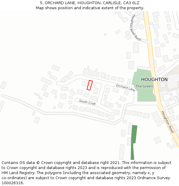 5, ORCHARD LANE, HOUGHTON, CARLISLE, CA3 0LZ: Location map and indicative extent of plot