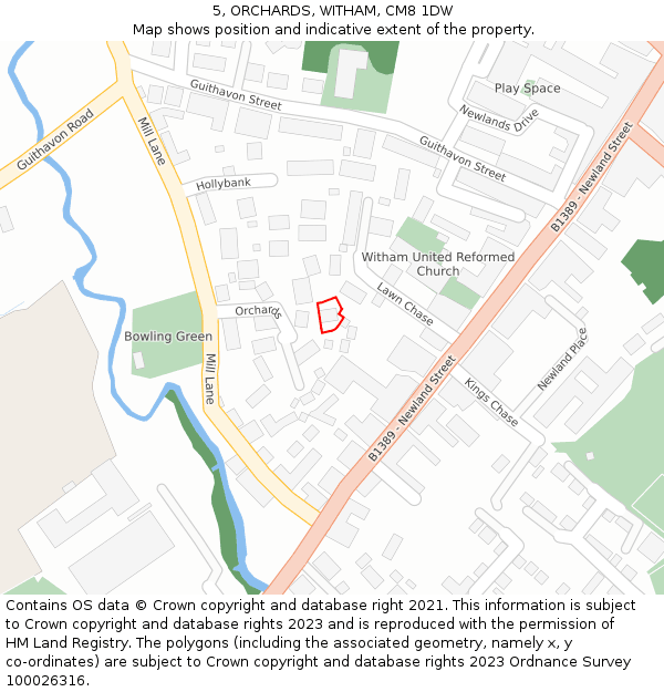 5, ORCHARDS, WITHAM, CM8 1DW: Location map and indicative extent of plot