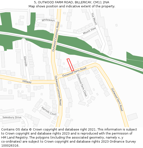 5, OUTWOOD FARM ROAD, BILLERICAY, CM11 2NA: Location map and indicative extent of plot