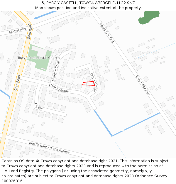 5, PARC Y CASTELL, TOWYN, ABERGELE, LL22 9NZ: Location map and indicative extent of plot