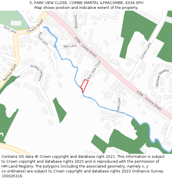 5, PARK VIEW CLOSE, COMBE MARTIN, ILFRACOMBE, EX34 0PH: Location map and indicative extent of plot