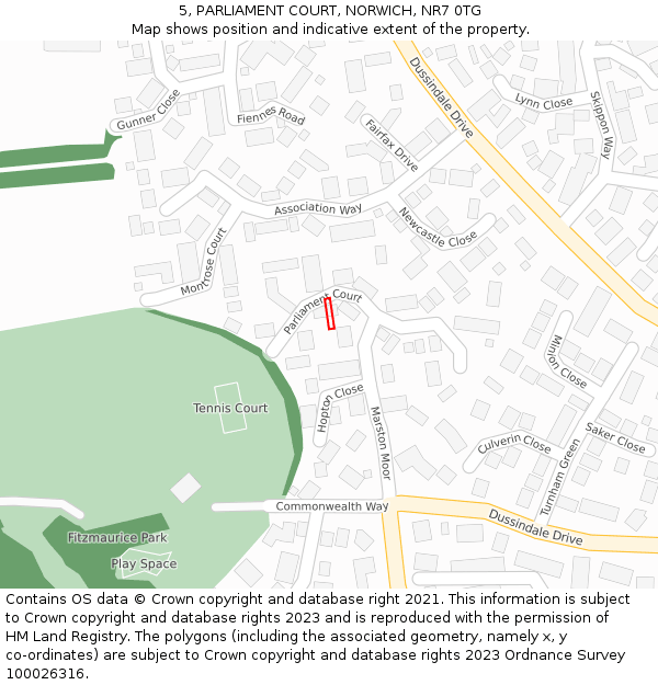 5, PARLIAMENT COURT, NORWICH, NR7 0TG: Location map and indicative extent of plot
