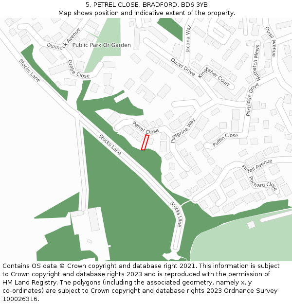 5, PETREL CLOSE, BRADFORD, BD6 3YB: Location map and indicative extent of plot