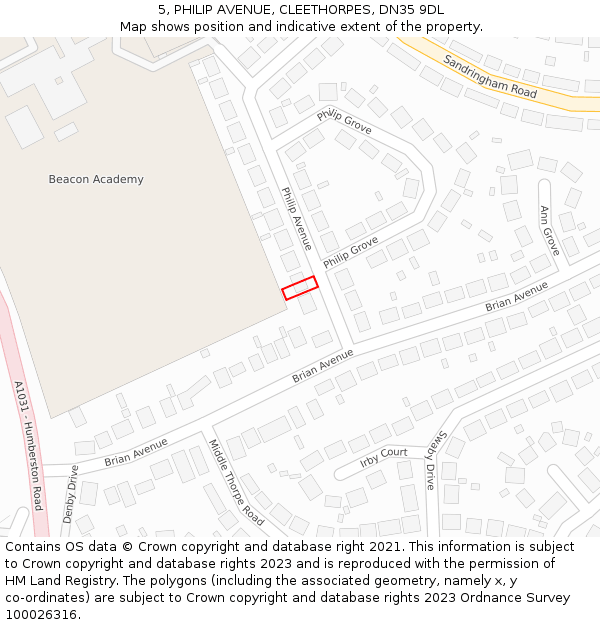 5, PHILIP AVENUE, CLEETHORPES, DN35 9DL: Location map and indicative extent of plot