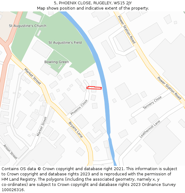 5, PHOENIX CLOSE, RUGELEY, WS15 2JY: Location map and indicative extent of plot