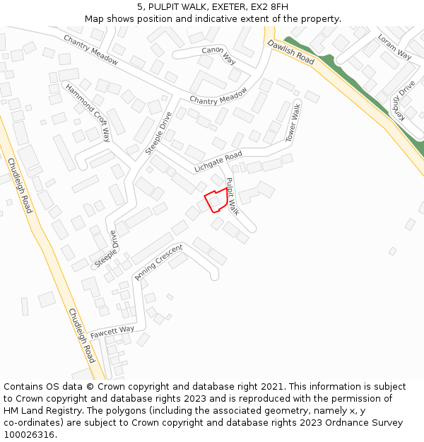 5, PULPIT WALK, EXETER, EX2 8FH: Location map and indicative extent of plot