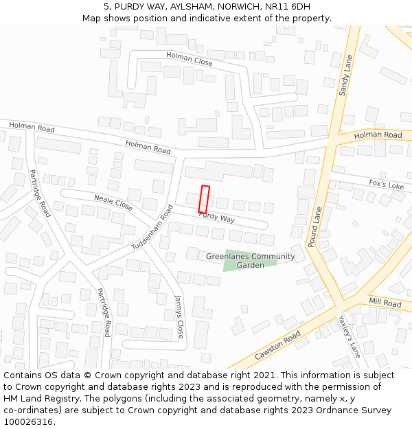 5, PURDY WAY, AYLSHAM, NORWICH, NR11 6DH: Location map and indicative extent of plot