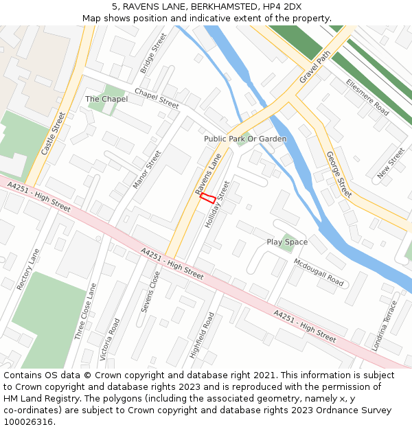 5, RAVENS LANE, BERKHAMSTED, HP4 2DX: Location map and indicative extent of plot